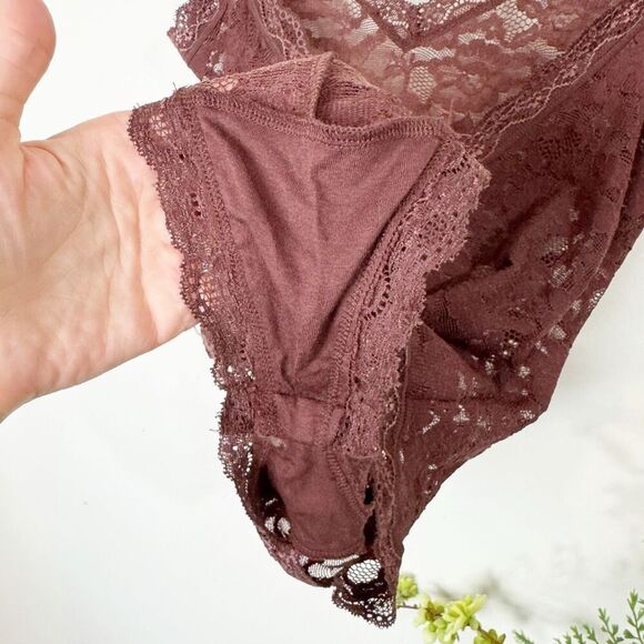 ANTHROPOLOGIE | The Sabrina V-Neck Lace Bodysuit | M | brown - Picture 8 of 12